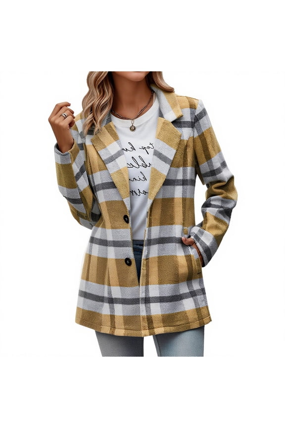 Women's Full Zip Fleece Flannel Jacket Plaid Sherpa Lined Jacket for Women Khaki XXL