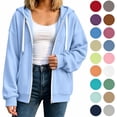 thumbnail image 1 of Women's Full Zip Hoodie, Oversized Long Sleeve Hooded Sweatshirt with Pockets, Casual Lightweight Zip Up Jacket, 1 of 7
