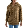 thumbnail image 1 of Women's Full Zip Hoodies Winter Warm Plush Coats Teddy Fleece Hooded Jacket, 1 of 6