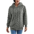 thumbnail image 1 of Women's Full Zip Hoodies Winter Warm Plush Coats Teddy Fleece Hooded Jacket, 1 of 6