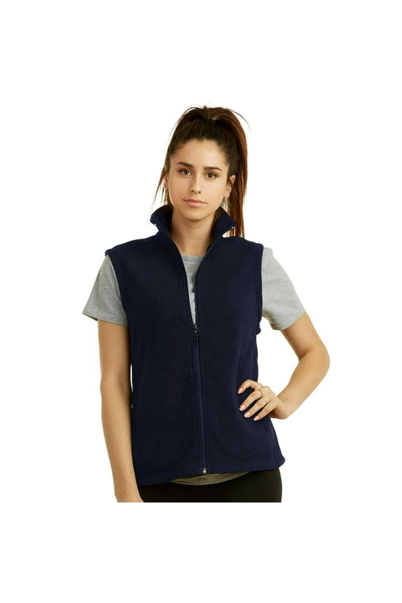 Women's Polar Fleece Zipper Vest Sleeveless Jacket, Navy M, 1 Pack