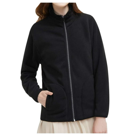 Women's Full Zip Polar Jacket Soft Warm Winter Outerwear Lightweight Comfortable Casual Coat for Cold Weather