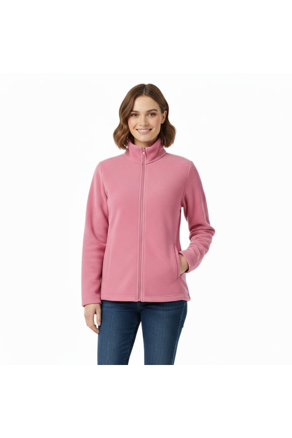 Women's Full-Zip Polar Soft Fleece Jacket, Dark Rose L, 1 Pack