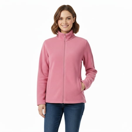 Women's Full-Zip Polar Soft Fleece Jacket, Dark Rose S, 1 Pack