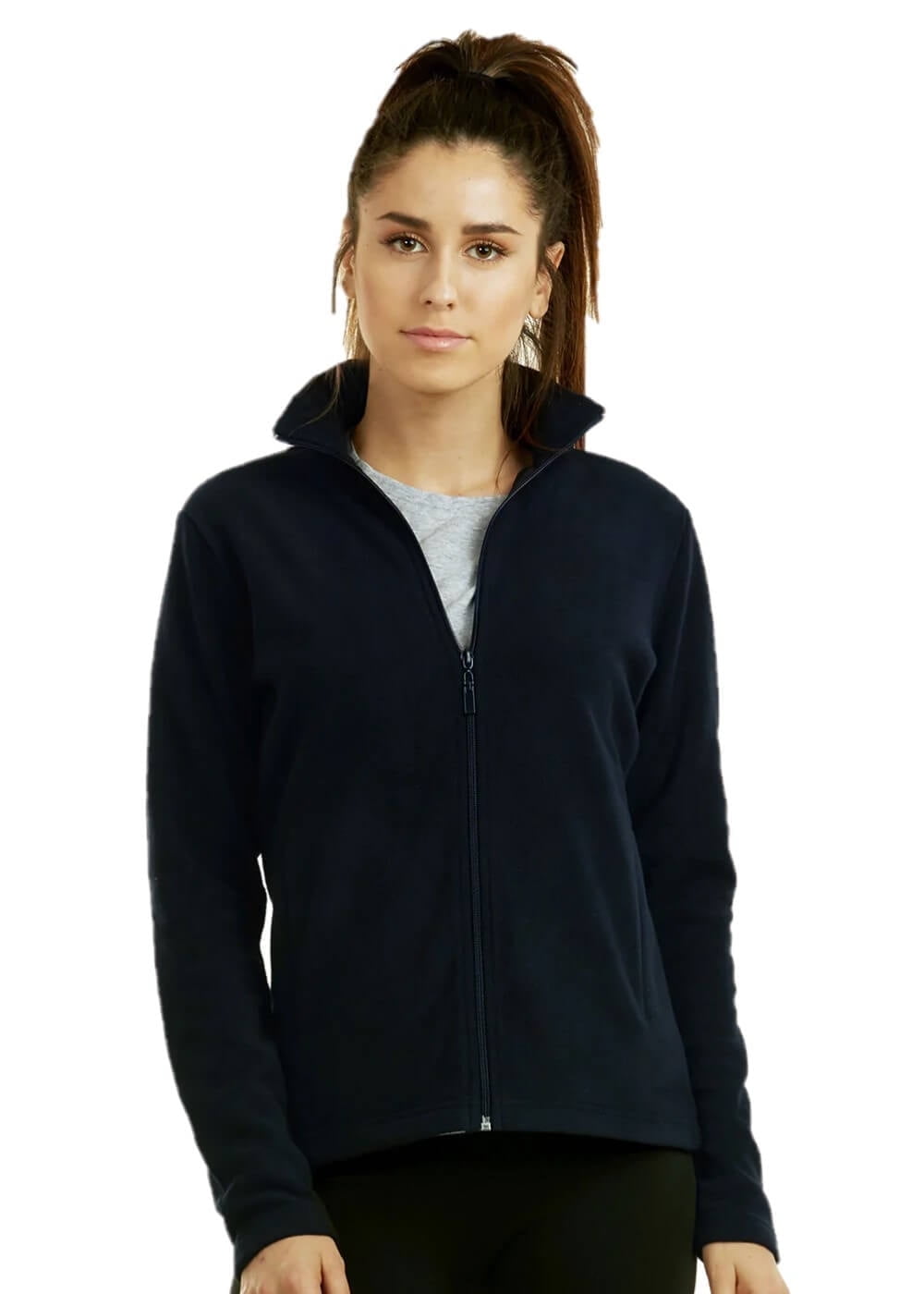 Women's Soft Full-Zip Mid-Weight Polar Fleece Jacket, Navy L, 100% ...