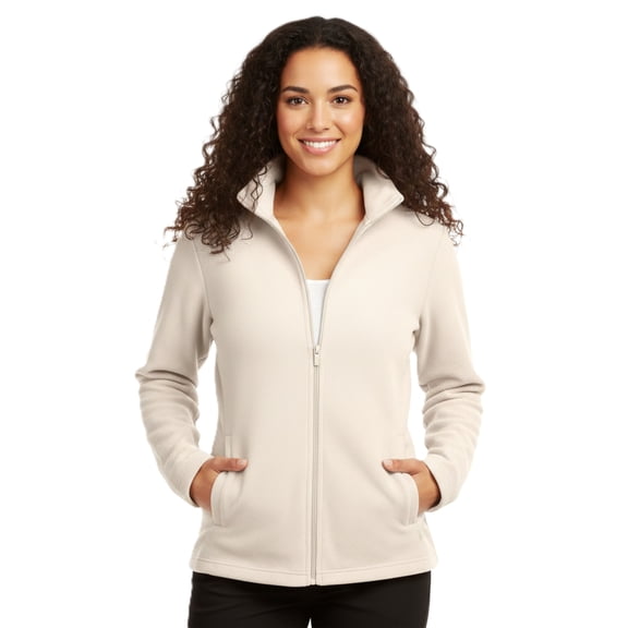 Women's Full-Zip Polar Soft Fleece Jacket, Oat L, 1 Pack