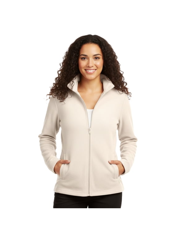 Women's Full-Zip Polar Soft Fleece Jacket, Oat XL, 1 Pack