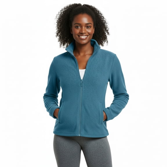 Women's Full-Zip Polar Soft Fleece Jacket, Steel Blue S, 1 Pack