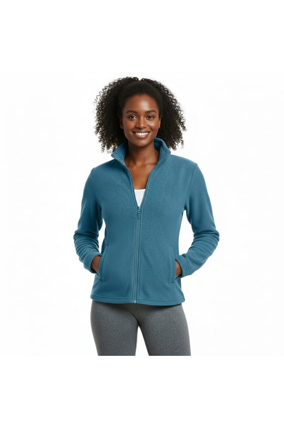 Women's Full-Zip Polar Soft Fleece Jacket, Steel Blue S, 1 Pack