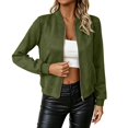 thumbnail image 1 of Women's Full Zip Suede Jacket Lightweight Long Sleeve Casual Coat, 1 of 8