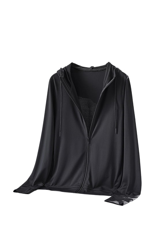 Women's Full Zip Sun Protection Hoodie With Drawstring Lightweight Breathable Long Sleeve Casual Jacket Trendy 2026 Clothes Outdoor Activities Hiking Vacation Travel Outfits For Women