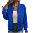 thumbnail image 1 of Women's Full Zip Up Bomber Jacket Casual Long Sleeve Textured Coat Solid Color Lightweight Fall Winter Fashion Outerwear, 1 of 5