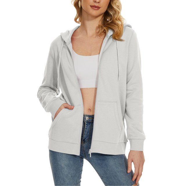 Women's Full Zip Up Hoodie Fleece Lined Hooded Sweatshirts Long Sleeve