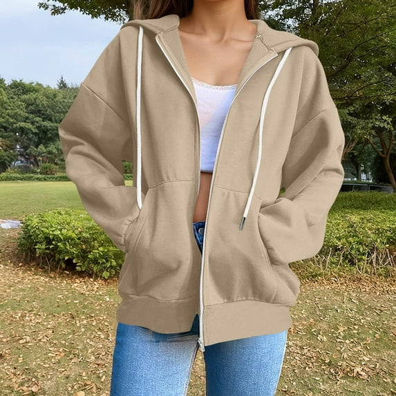 Women's Full Zip Up Hoodie Long Sleeve Hooded Sweatshirts Pockets Jacket Coat for Women 2025 Lightweight Comfort Soft