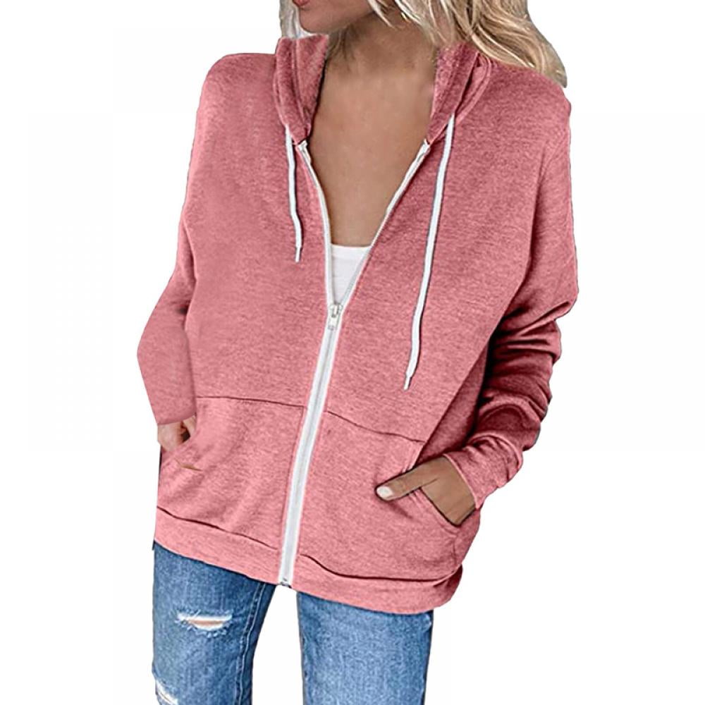 Women's Full Zip Up Hoodie Long Sleeve Hooded Sweatshirts Pockets