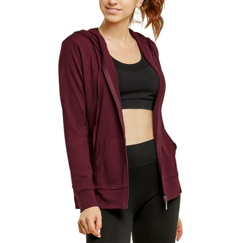 Women’s Full Zip Up Hoodie with Packets Lightweight Cotton Blend Drawstring Regular & Plus Size Casual Zipper Hooded Sweatshirt Womenswear Activewear
