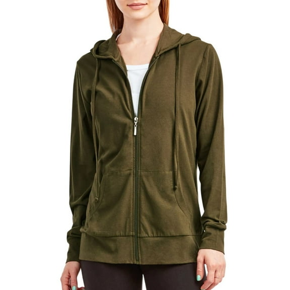 Women’s Full Zip Up Hoodie with Packets Lightweight Cotton Blend Drawstring Regular & Plus Size Casual Zipper Hooded Sweatshirt Womenswear Activewear