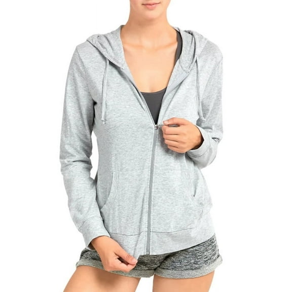 Women’s Full Zip Up Hoodie with Packets Lightweight Cotton Blend Drawstring Regular & Plus Size Casual Zipper Hooded Sweatshirt Womenswear Activewear