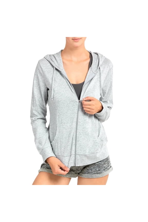 Women’s Full Zip Up Hoodie with Packets Lightweight Cotton Blend Drawstring Regular & Plus Size Casual Zipper Hooded Sweatshirt Womenswear Activewear