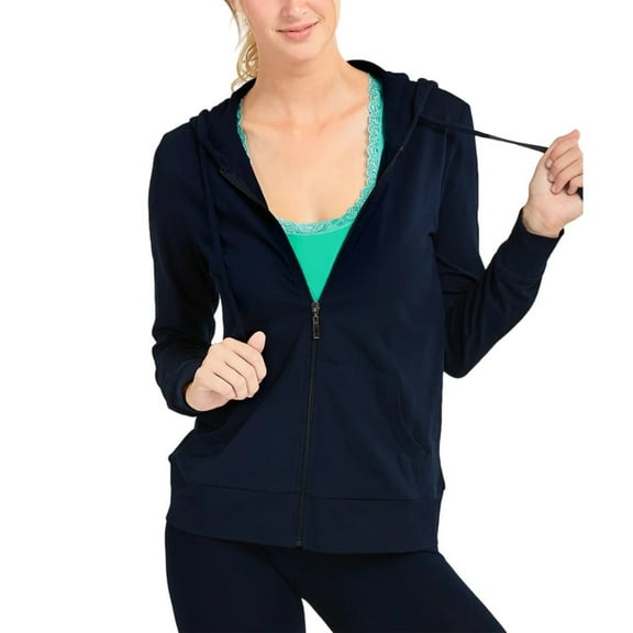 Women’s Full Zip Up Hoodie with Packets Lightweight Cotton Blend Drawstring Regular & Plus Size Casual Zipper Hooded Sweatshirt Womenswear Activewear