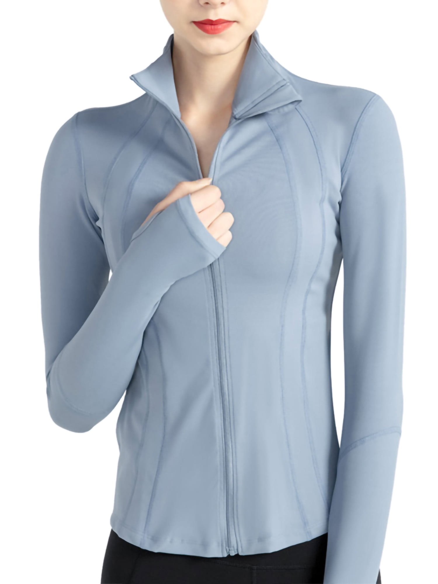 Women's Full Zip Up Running Track Jacket Long-sleeved Yoga Sportswear  Workout Sports Jacket 