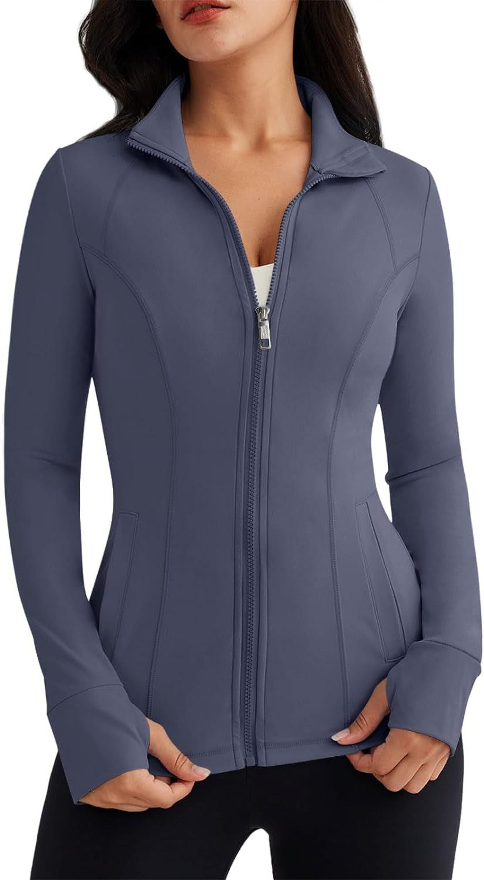 Women's Full Zip Up Running Track Jacket Long-sleeved Yoga Sportswear ...