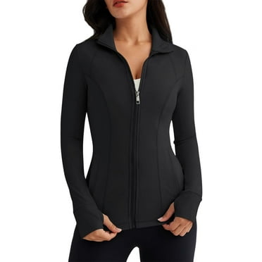 Women's Full Zip Up Running Track  Long-sleeved Yoga Sportswear Workout Sports