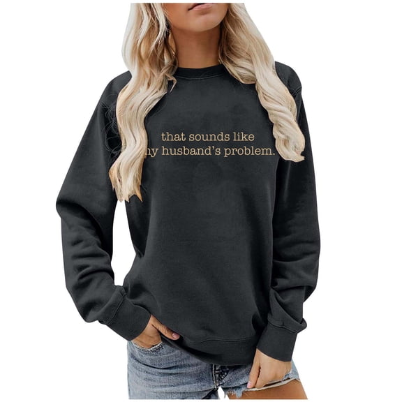 Women’s Fun Letter Print Sweatshirt Round Neck Long Sleeve Casual Fall Winter Top Crewneck Graphic Long Sleeve Shirt Letter Print Tops Flower Graphic Pullover Sweater Cute Daily Wear