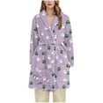 thumbnail image 1 of Women's Fun Patterns Spa Robe Lace-Up Adjustable Ultra Soft Textured Shawl Robe Relaxed Fit Long Sleeve Drawstring Adjustable Sleepwear Loungewear with Pockets, 1 of 3