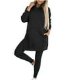 thumbnail image 1 of Women's Funny 2 Piece Sweatsuits Y2K Hooded Sweatshirt and Sweatpant Sets Side Split Solid Tracksuit Casual Lounge Outfits, 1 of 7