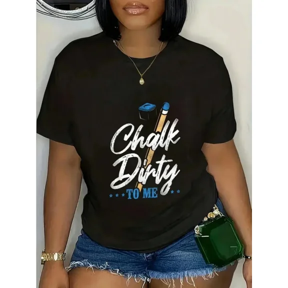 Women's Funny Billiards T-Shirt Chalk Dirty To Me Pool Player Graphic Tee