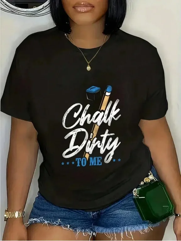 Women's Funny Billiards T-Shirt Chalk Dirty To Me Pool Player Graphic Tee