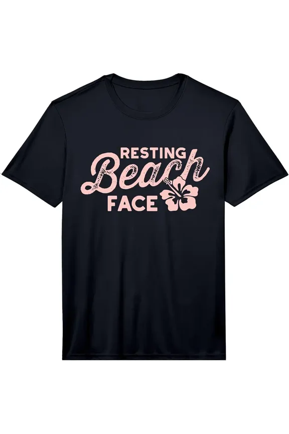 Women's Funny Casual Resting Beach Face Graphic T-Shirt