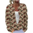 thumbnail image 1 of Women's Funny Christmas Animal Floral Tree Knitted Cardigan Sweaters Long Sleeve Button Down Cardigan Holiday Gift, 1 of 5