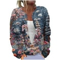 thumbnail image 1 of Women's Funny Christmas Animal Floral Tree Knitted Cardigan Sweaters Long Sleeve Button Down Cardigan Holiday Gift, 1 of 5
