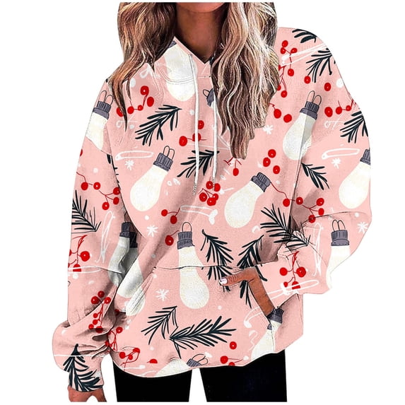 Women’s Funny Christmas Hoodie Long Sleeve Hooded Pullover Sweatshirt with Snowflake Graphic Print Front Pocket Cozy Holiday Top Perfect for Xmas Gifts and Festive Outings