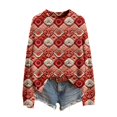 thumbnail image 1 of Women's Funny Christmas Sweater Round Neck Christmas Print Knitted Top for Ugly Christmas Party and Holiday Wear,Watermelon Red,2XL, 1 of 3