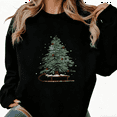 thumbnail image 1 of Women's Funny Christmas Tree Sleigh Printed Round-neck Long-sleeved Cotton Sweatshirt Black S-3XL, 1 of 6