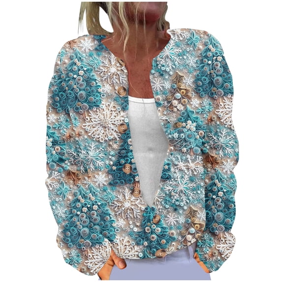 Women's Funny Fall Winter Christmas Cardigan Long Sleeve Casual Funny Xmas Button Knit Cardigan Sweater Christmas Holiday Party Fashion Coat