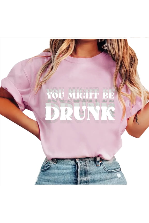 Women's Funny Graphic Tees Shirts Ghosted-Letter Print Short Sleeves O-Neck T-Shirts Loose Comfy Tunic Blouse Tops