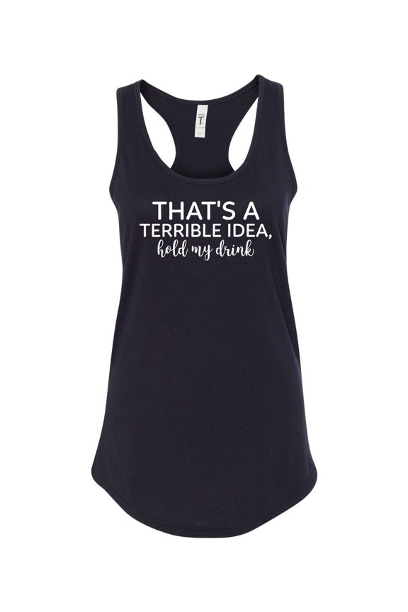 Women's Funny Hold My Drink Ladies Racerback Tank Top-Black-medium