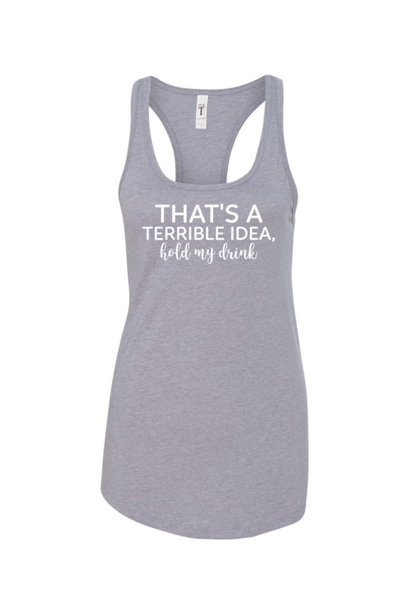 Women's Funny Hold My Drink Ladies Racerback Tank Top-Heather Grey-xxl