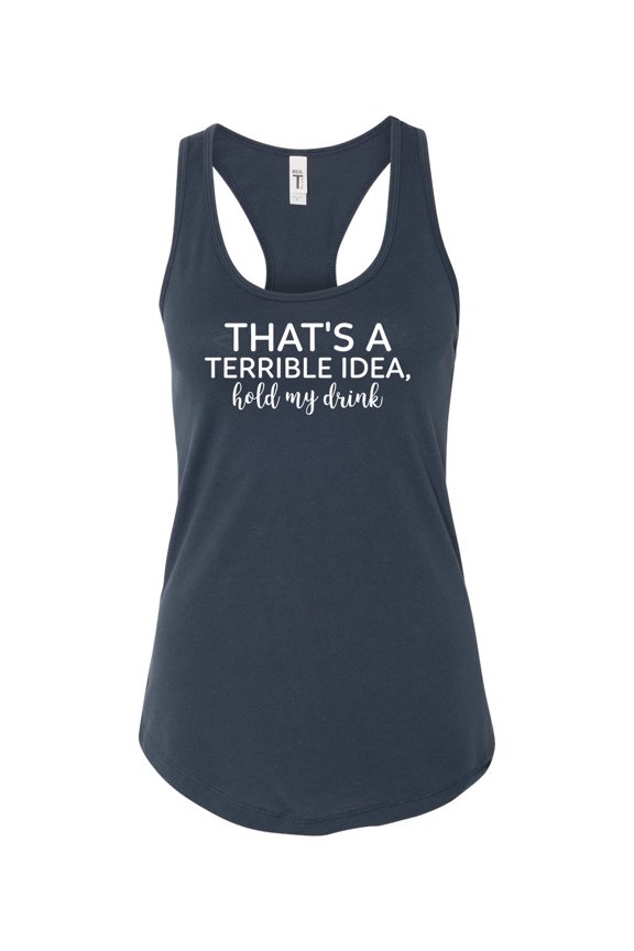 Women's Funny Hold My Drink Ladies Racerback Tank Top-Indigo-small