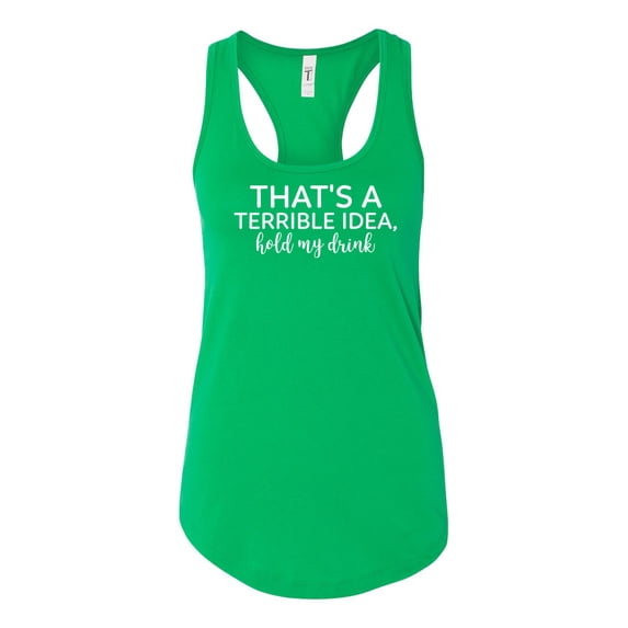 Women's Funny Hold My Drink Ladies Racerback Tank Top-Kelly Green-medium