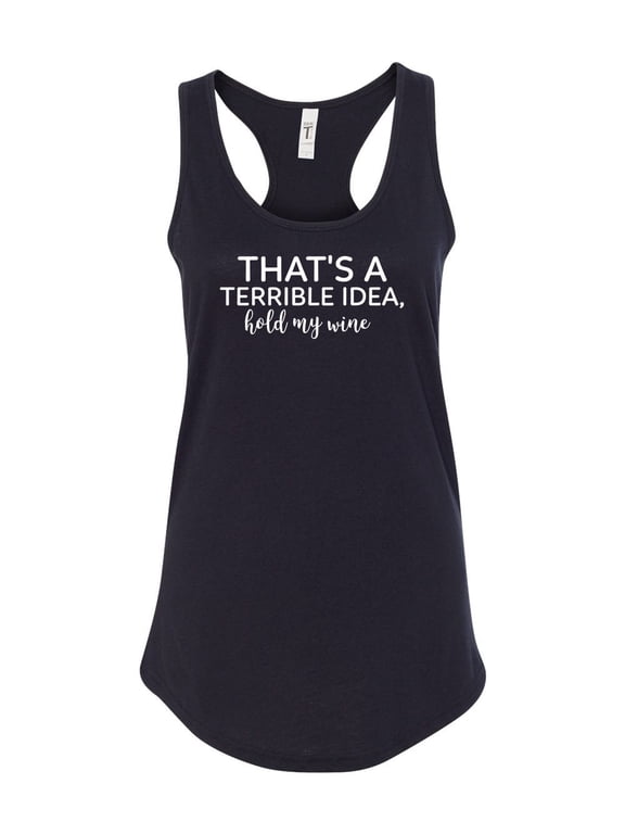 Women's Funny Hold My Wine Ladies Racerback Tank Top-Black-large