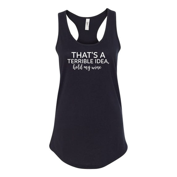Women's Funny Hold My Wine Ladies Racerback Tank Top-Black-medium
