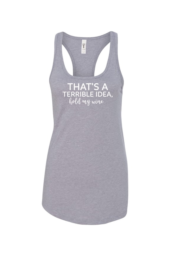 Women's Funny Hold My Wine Ladies Racerback Tank Top-Heather Grey-large
