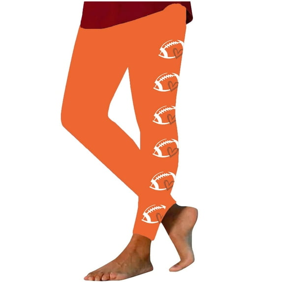 Women's Funny Leggings Football Print Seamless Yoga Pants Trendy Game Day Pants Hip Lifting Casual Workout Pilate Tights