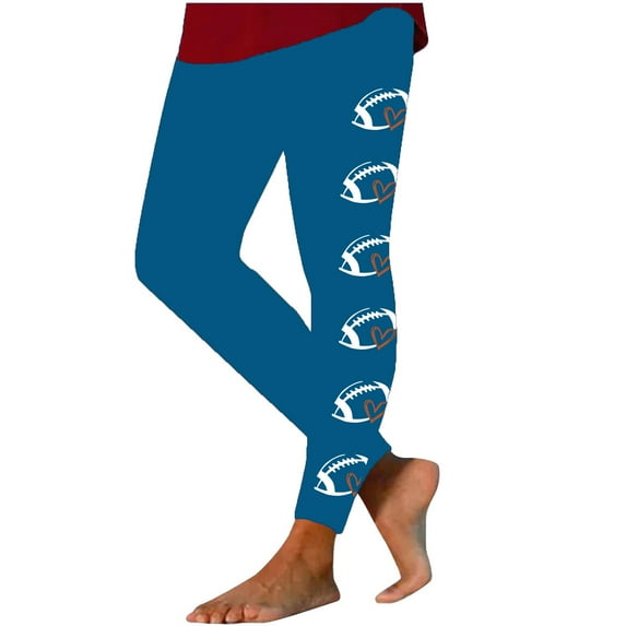 Women's Funny Leggings Football Print Seamless Yoga Pants Trendy Game Day Pants Hip Lifting Casual Workout Pilate Tights