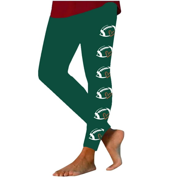 Women's Funny Leggings Football Print Seamless Yoga Pants Trendy Game Day Pants Hip Lifting Casual Workout Pilate Tights